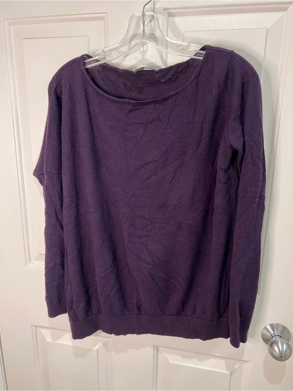 Theory plum purple Lightweight cotton and cashmere Boatneck Sweater M classic
